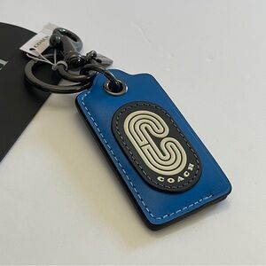 NWT Coach Patch Key Fob Keychain Bag Charm with Branded Bottle Opener Black Blue